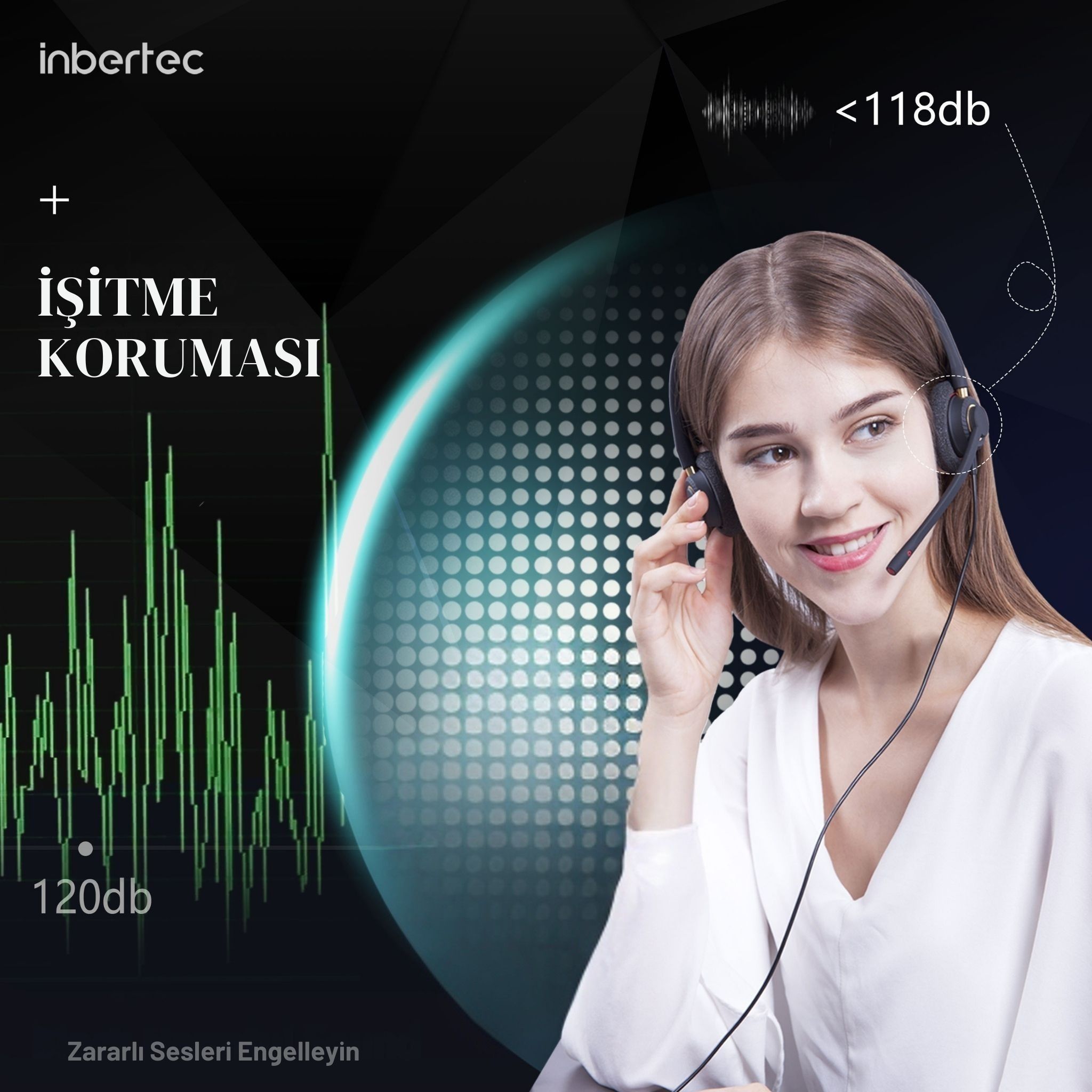 Inbertec UB805DM Duo &Ccedil;ağrı Merkezi Kulaklığı